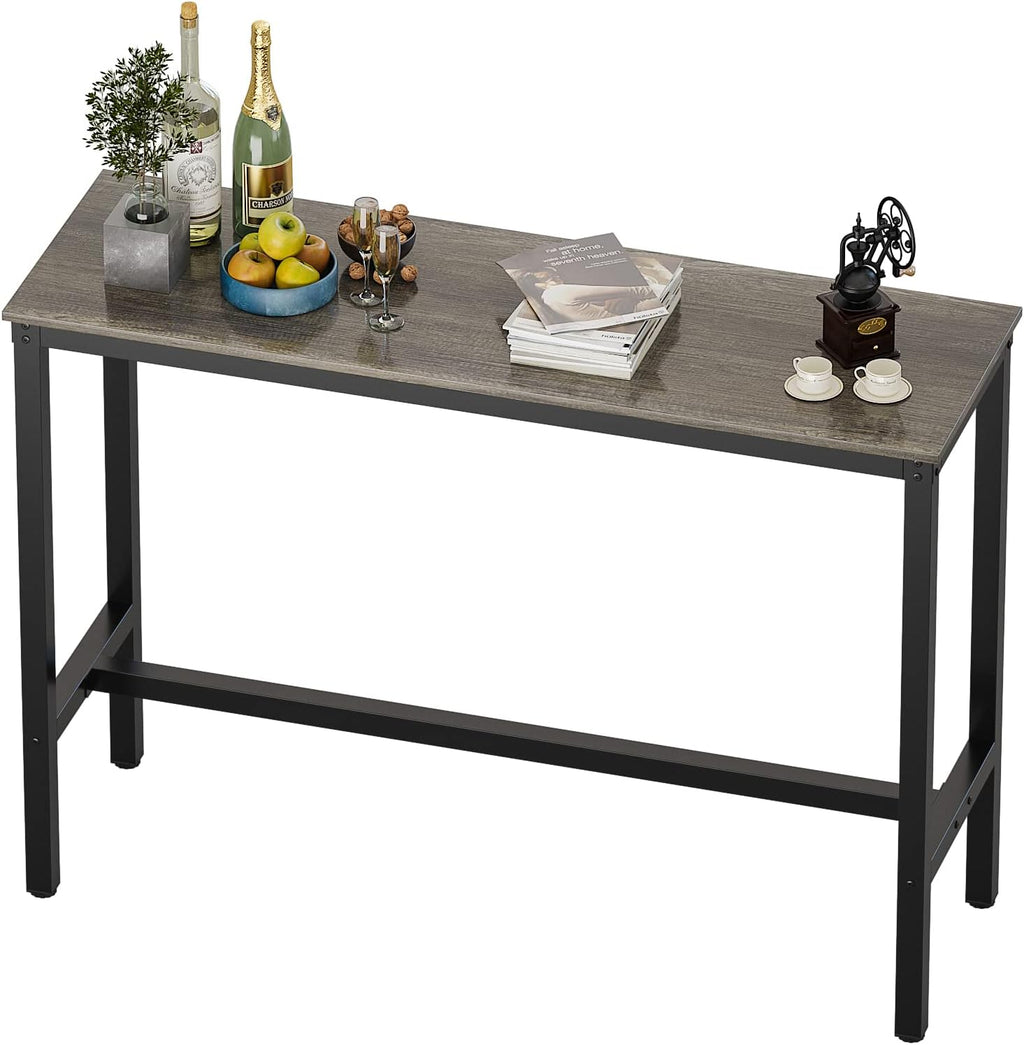 Stylish Black Oak Bar Table - Sturdy Pub Height Counter Table for Kitchen, Dining & Living Room (47.24")