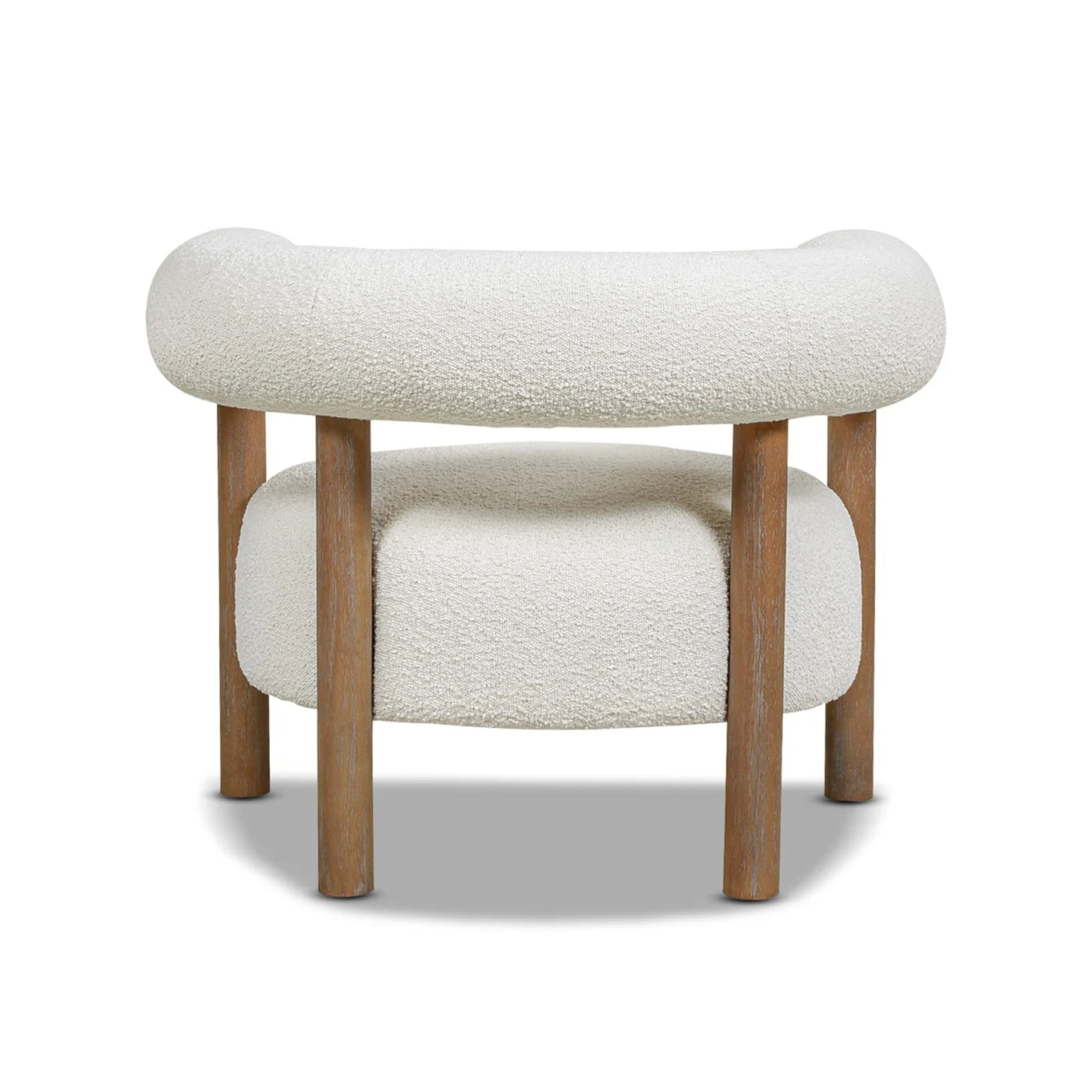 Fuji Mid Century Modern Barrel Accent Arm Chair Ivory White Boucle