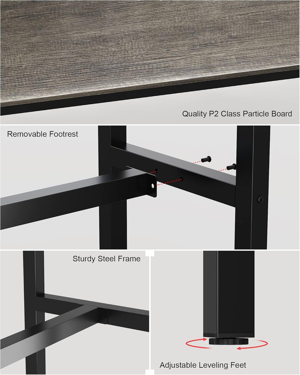 Stylish Black Oak Bar Table - Sturdy Pub Height Counter Table for Kitchen, Dining & Living Room (47.24")