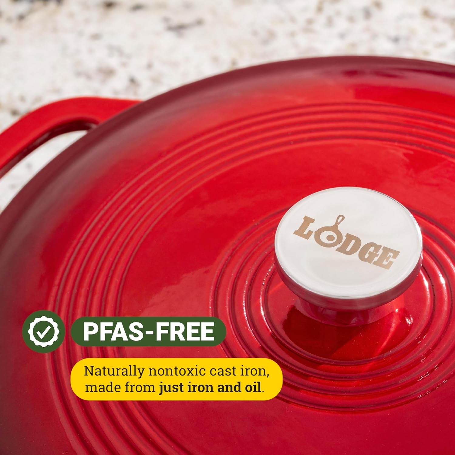 Essential Enamel Braiser - Refrigerator- & Oven-Safe up to 500° F - Heat-Retaining, Induction-Safe & Pfas-Free Enamel Cookware - 3.5 Quart, Island Spice Red